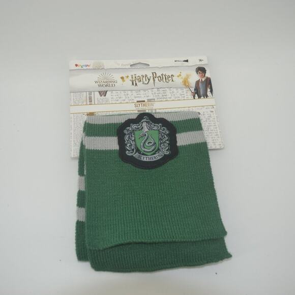 Harry Potter Disguise Wizarding World Slytherin Green Grey Stripe Knit Scarf - Picture 2 of 11